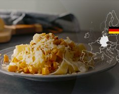 Παπαρδέλες με γλυκοπατάτες, Allgäuer Bergkäse ΠΟΠ και φουντούκια - Images